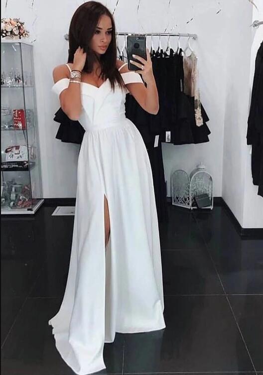 Mauve Taupe Long Formal Girls Prom Party Dresses Straps 2020 with Sexy Slit PD6541