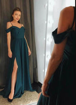 Mauve Taupe Long Formal Girls Prom Party Dresses Straps 2020 with Sexy Slit PD6541