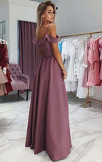 Mauve Taupe Long Formal Girls Prom Party Dresses Straps 2020 with Sexy Slit PD6541