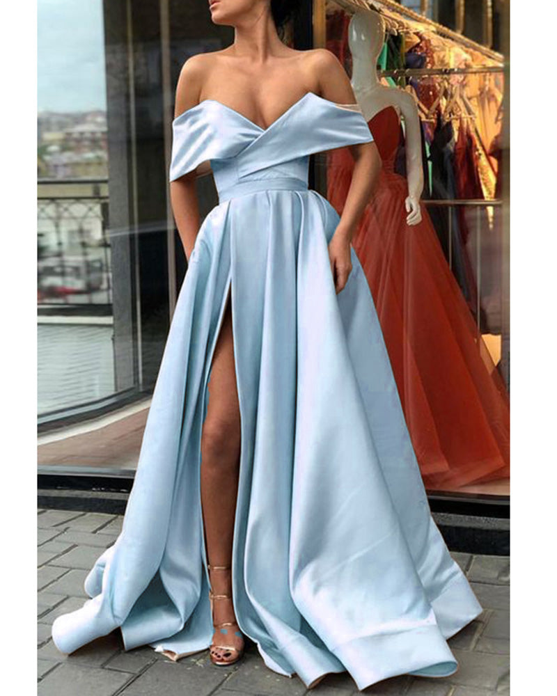 Siaoryne Women Formal Gown vestidos de gala Off shoulder Long Evening Dresses with Slit