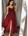 Teal Long Spaghetti Straps Long Party Prom Dresses with Slit party Gown PL2058