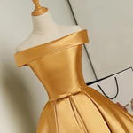 Gold Color Short Party Dresses A Line Satin Semi Formal Gown Cocktail homecoming Dress SP078