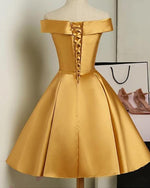 Gold Color Short Party Dresses A Line Satin Semi Formal Gown Cocktail homecoming Dress SP078