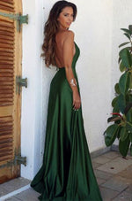 Dark Green Long Prom Dresses with Slits Vestido De Festa Longo PL3300