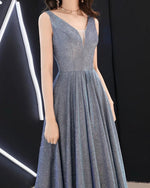 Bling Bling Silver Gray  Elegant Women Evening Long Dresses for Party PL141