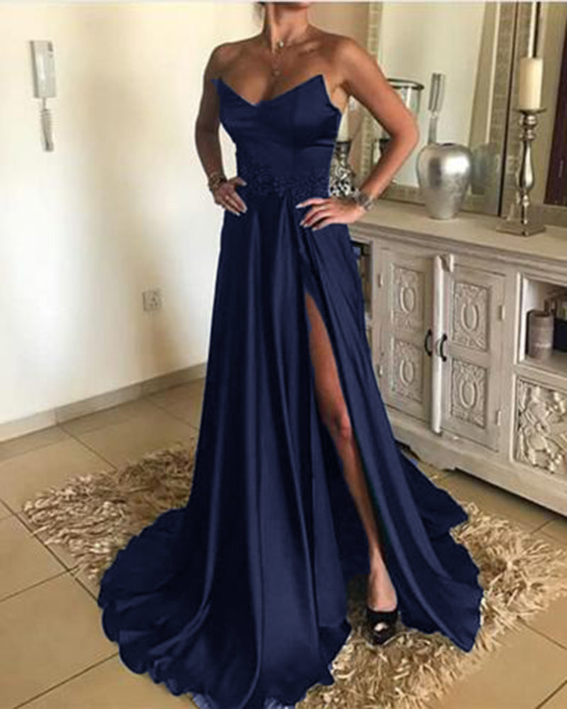 Siaoryne PL1254 Satin Strapless Burgundy/Teal  Long Gala Evening Dress for women 2020