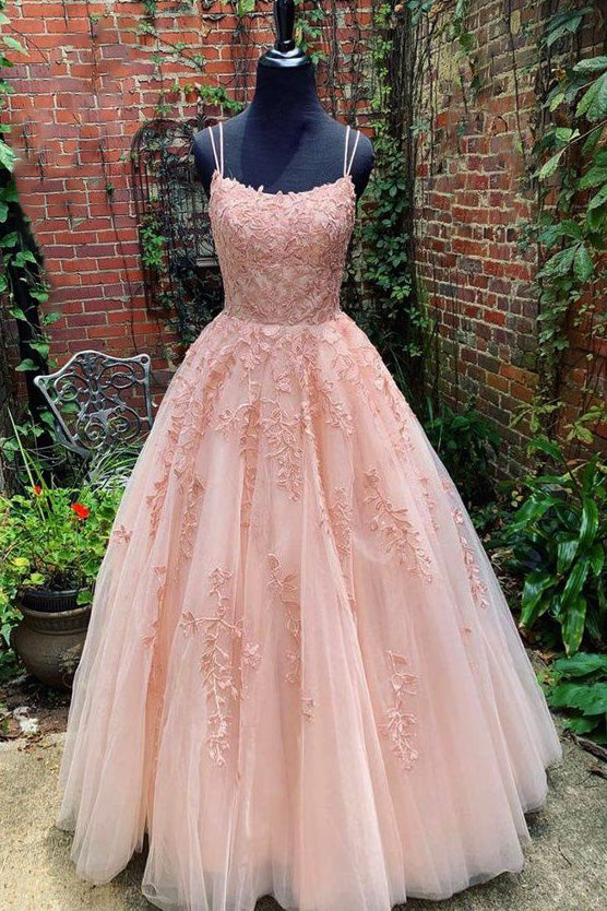 Fancy Spaghetti Straps Long Grils Yellow Graduation Senior Lace Prom Dresses  2022 PL8714