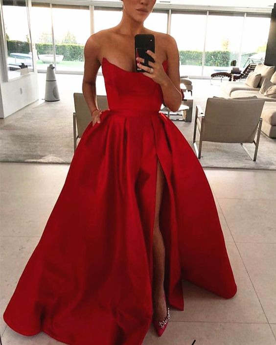 Royal Blue Strapless Prom Dresses Long Women Party Gown PL245