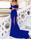Royal Blue Mermaid Long Prom Party Dresses with slit for Women 2019 PL478