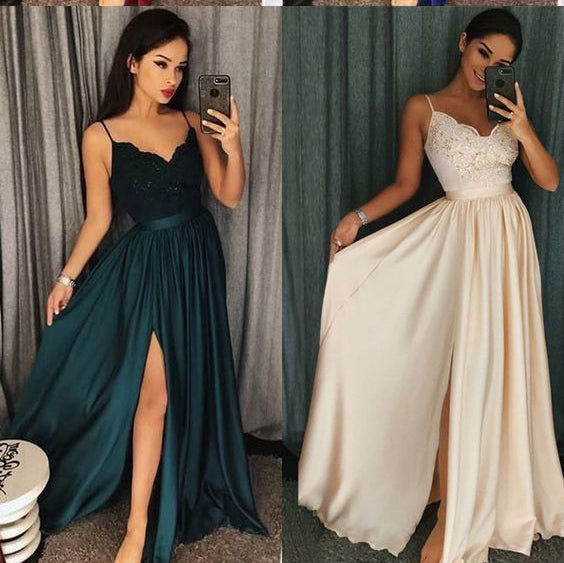 Blue /Burgundy  Long Girls Prom Party Dresses Long with Sexy Split PL579
