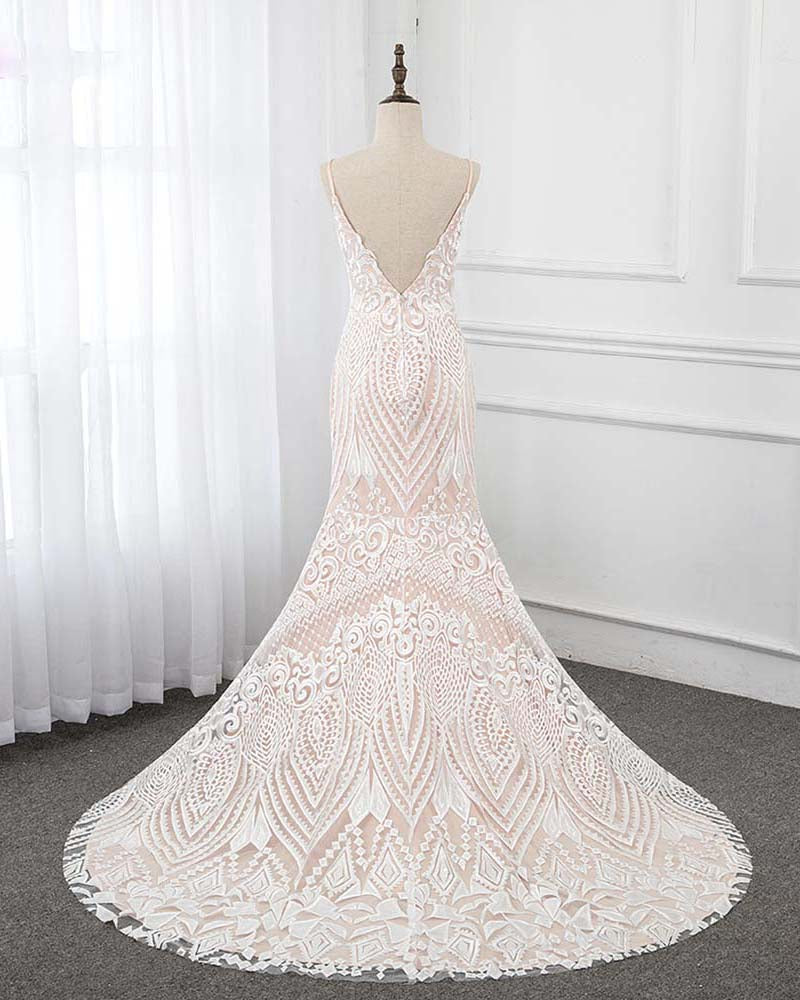 Siaoryne  Elegant Mermaid Ivory /Beige Lace Women Wedding Dress,Bride Gown 2020 WD852