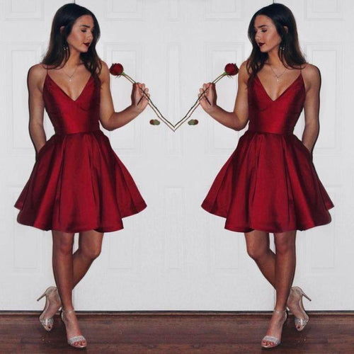 Classy Wine Red/royal blue Short Girls Graduation Dress A Line Satin Homecoming Semi Formal Gown for Teens SP1073