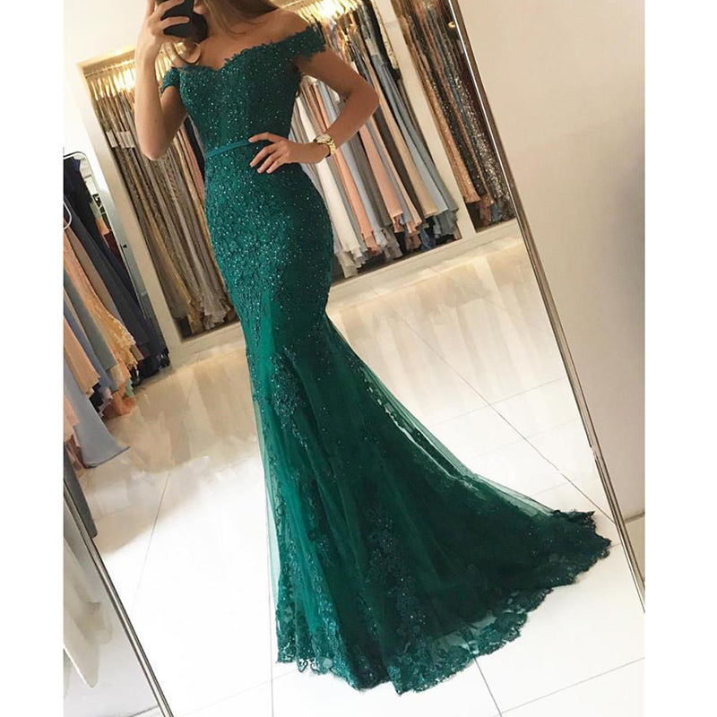 Dark Green Formal Wear Long Prom Dress for Party Queen mermaid Homecoming Graduation Gown PL119