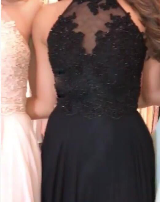 Chic Halter Lace Appliques Long Prom Dress with Slits Formal Party Evening Dresses Special Occasion Gown