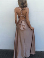 Chocolate Brown Spaghetti Straps Sexy Long Evening Party Dresses PL112