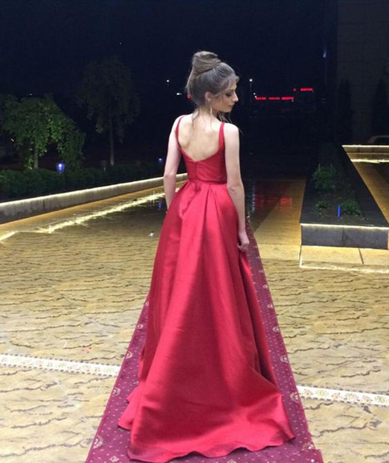 Elegant Burgundy Red Long A Line Girls Graduation Prom Long Dresses PL117