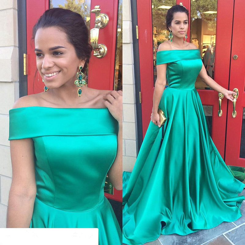 Siaoryne LP1129 Off the Shoulder A Line Prom Dress 2018,Satin Girls Formal Dresses Long Graduation Gown
