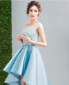 2020 Lovely Custom made high low dresses blue Girls Lace Prom Party Gown