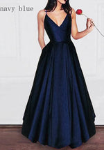 Royal Blue/Red Satin A Line  Girls Prom Dress with Spaghetti Straps vestidos de niña