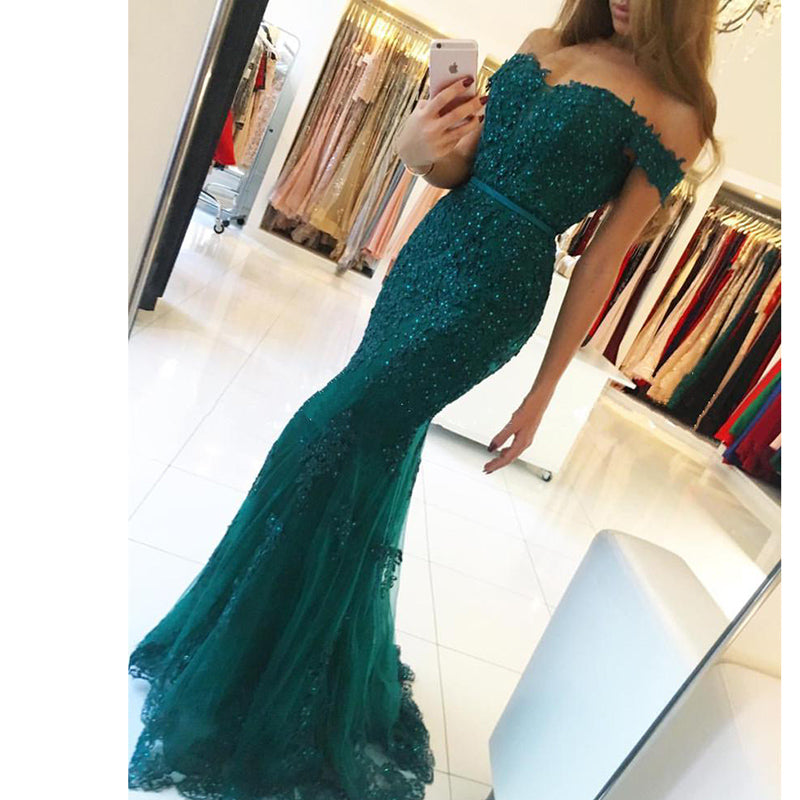 Dark Green Formal Wear Long Prom Dress for Party Queen mermaid Homecoming Graduation Gown PL119