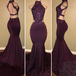 Halter Lace Spandex Evening Prom Dresses Long Women Gown LP5873