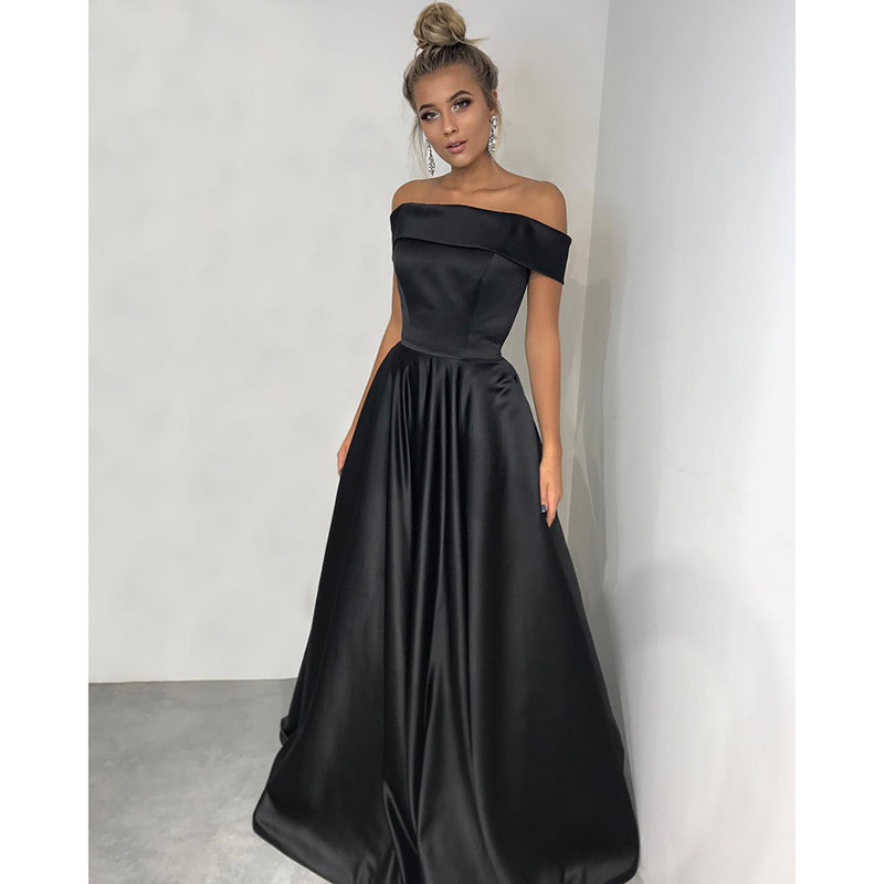 Siaoryne LP1129 Off the Shoulder A Line Prom Dress 2018,Satin Girls Formal Dresses Long Graduation Gown