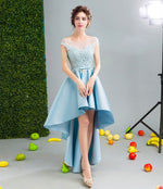 2020 Lovely Custom made high low dresses blue Girls Lace Prom Party Gown