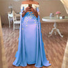 Trendy Dubai Style Long Cape Evening Formal Gowns Chiffon Long Prom Dresses 2018 with Flowers