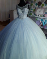 Siaoryne Amazing Pink Scoop Neck Girls Sweet Sixteen Prom Dresses Quinceanera Ball Gown with Beading PL7332