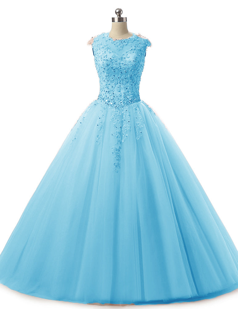 Pink Ball Gown Tulle and Lace Quinceanera Dress Girls Sweet 16 Dress Vestidos De 15 Ano  Floor Length PL0504