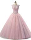 Pink Ball Gown Tulle and Lace Quinceanera Dress Girls Sweet 16 Dress Vestidos De 15 Ano  Floor Length PL0504