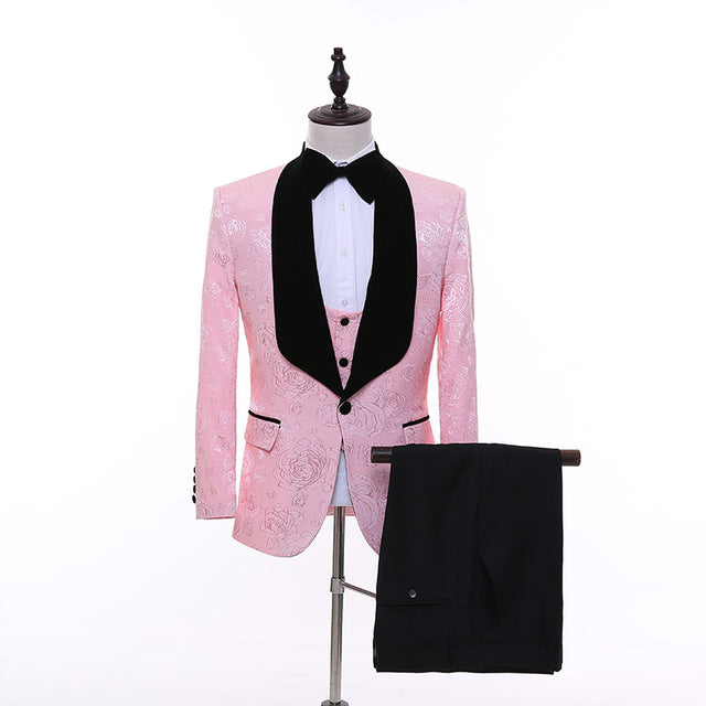 Men 2022 Suit Brand New Groomsmen Shawl Lapel Groom Tuxedos Red/White/Black Men Suits Wedding Best Man Blazer (Jacket+Pants+Bow Tie+Vest)