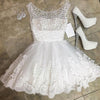 Fabulous White Prom Dress Short Lace Pearl Homecoming Dresses mezuniyet elbiseleri