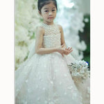 Sweet White Flower girl dresses with Bowknot for Weddings Little Girl Party Gown