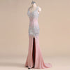 Crystal Long Mermaid Prom Dresses with Slit,Evening Formal Gown for Women Heavy Beading