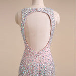 Crystal Long Mermaid Prom Dresses with Slit,Evening Formal Gown for Women Heavy Beading
