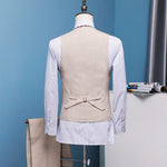 2020 beige men suits wedding groom plus size Custom Made  3 pieces (jacket+pant+vest)