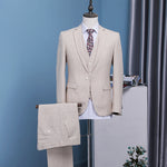 2020 beige men suits wedding groom plus size Custom Made  3 pieces (jacket+pant+vest)