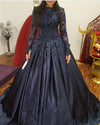 Vintage Muslim Burgundy Wedding Dresses Ball Gown Beaded Lace Women Formal evening gown Robe De Mariee