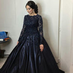 Vintage Muslim Burgundy Wedding Dresses Ball Gown Beaded Lace Women Formal evening gown Robe De Mariee