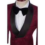 Men Suit 2020 Wedding Suits For Men Shawl Collar 3 Pieces Slim Fit Burgundy Tuxedo Jacket