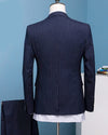 Navy Blue Custom Made Men Suits Stripe Men's Blazer Slim Fit Wedding Male Groom Tuxedos suit prom (Jacket+Pants+Vest3 Piece