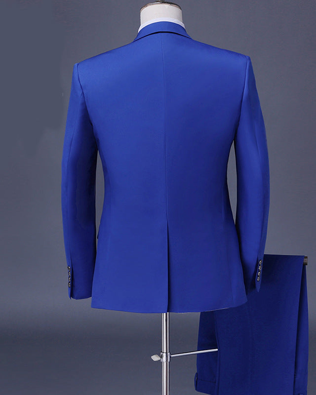 Blue  Single Breasted Men Suits peak lapel Formal Wedding Groom two buttons Tuxedos 3 pieces LP221