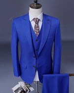 Blue  Single Breasted Men Suits peak lapel Formal Wedding Groom two buttons Tuxedos 3 pieces LP221