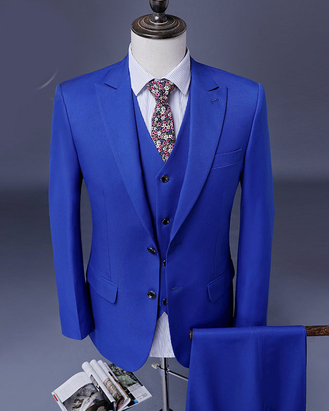 Blue  Single Breasted Men Suits peak lapel Formal Wedding Groom two buttons Tuxedos 3 pieces LP221