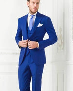 Blue  Single Breasted Men Suits peak lapel Formal Wedding Groom two buttons Tuxedos 3 pieces LP221