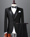 High Quality Black/Navy Groom Suits Men's Slim Fit 3 Piece One Button Blazer Peak lapel Tuxedos for men