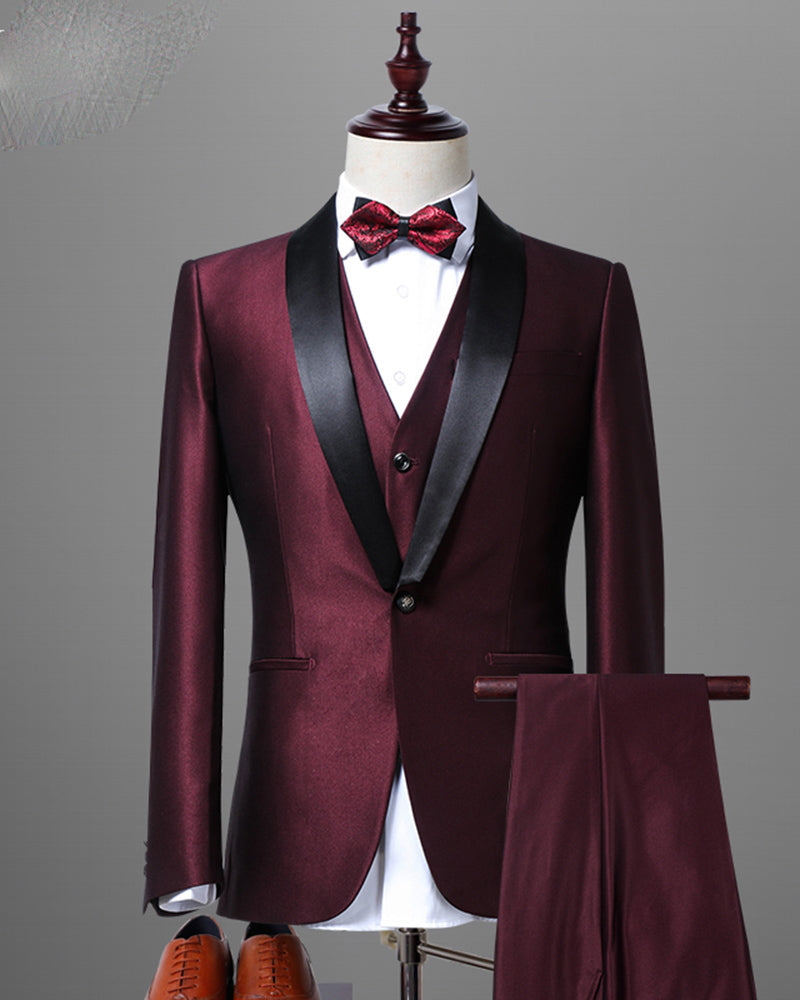 Black/Navy shawl lapel Tuxedos for Men Formal Men Groom Suits 3 Pieces (Jacket+Vest+Pants) LP332