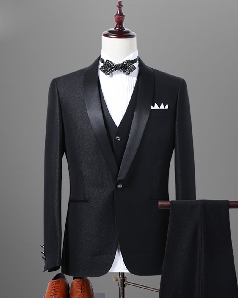 Black/Navy shawl lapel Tuxedos for Men Formal Men Groom Suits 3 Pieces (Jacket+Vest+Pants) LP332