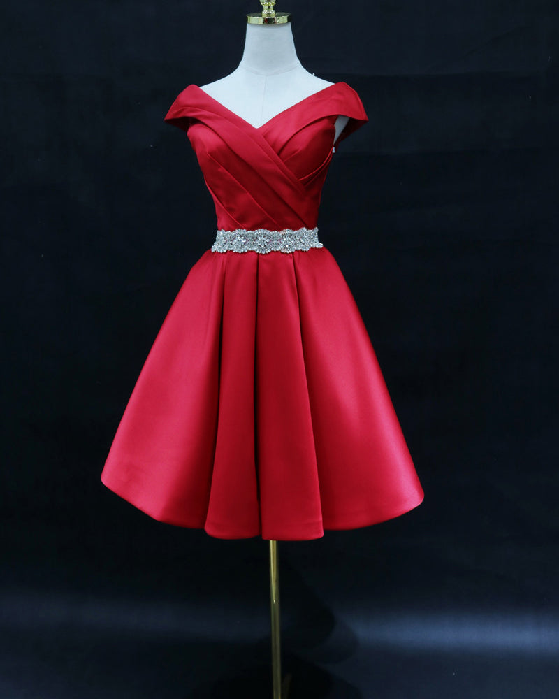 Vestido de fiesta corto con mangas cortas y semiformal para regreso a casa, vestido de graduación corto con cinturón y cuentas SP0713 